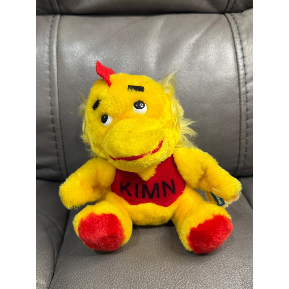 Vintage Dakin KIMN Radio Mascot Yellow Dragon Plush Stuffed Animal 9 Inch